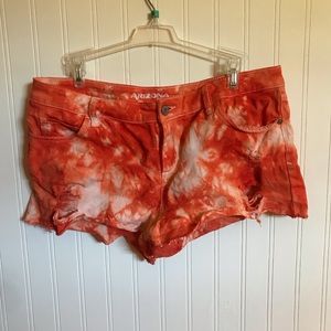 orange tie dye shorts